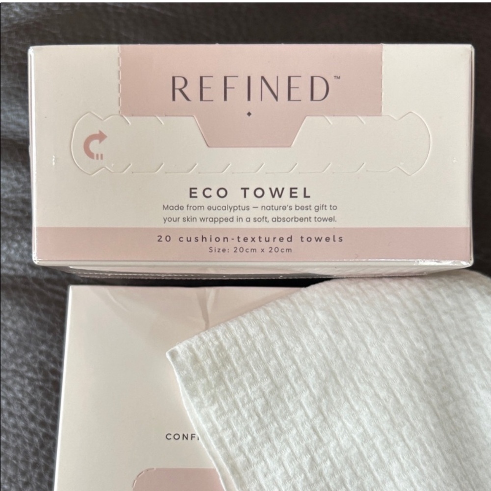Refined Eco Towel Made from Eucalyptus Cushion Textured 20 Towelettes NEW PC